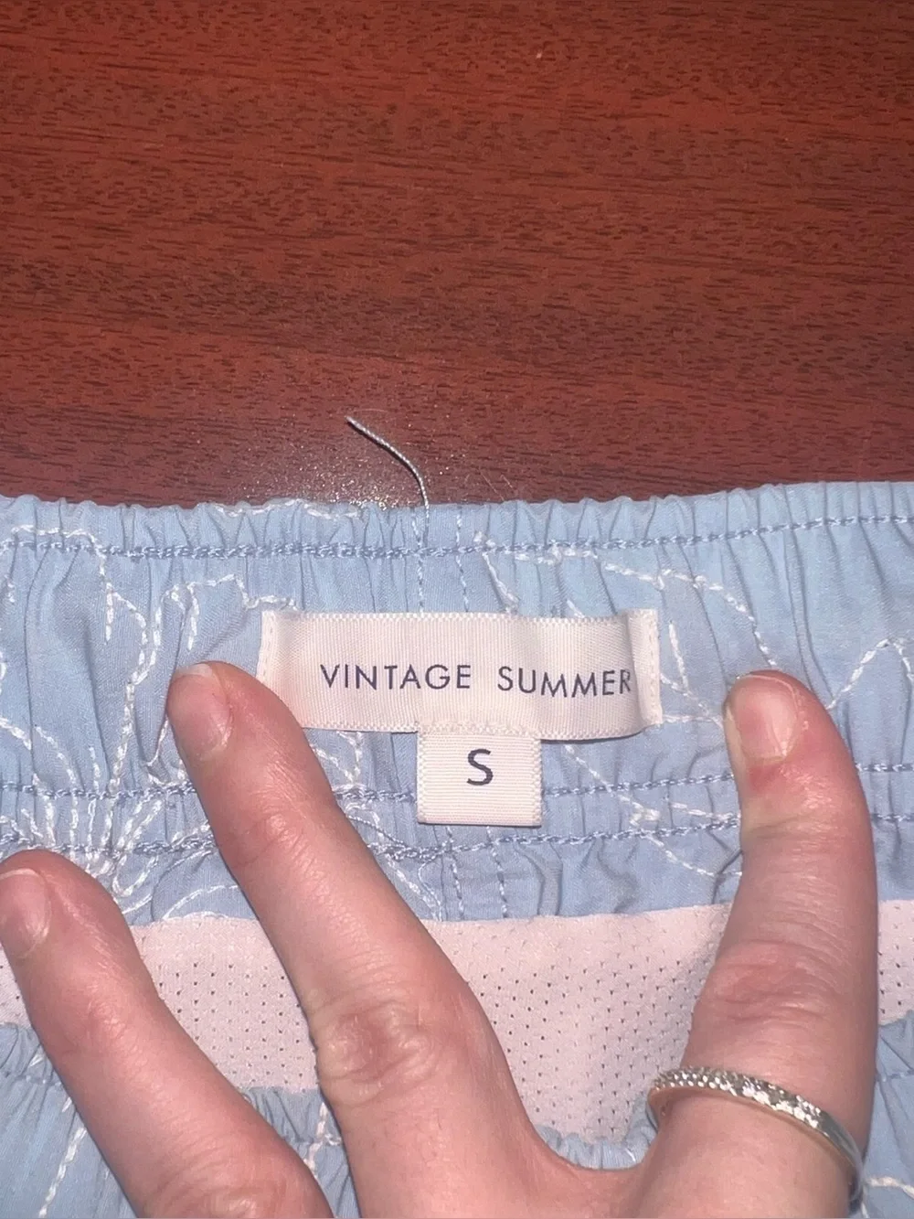 Light Blue Floral Men's Swim Board Shorts with Drawstring